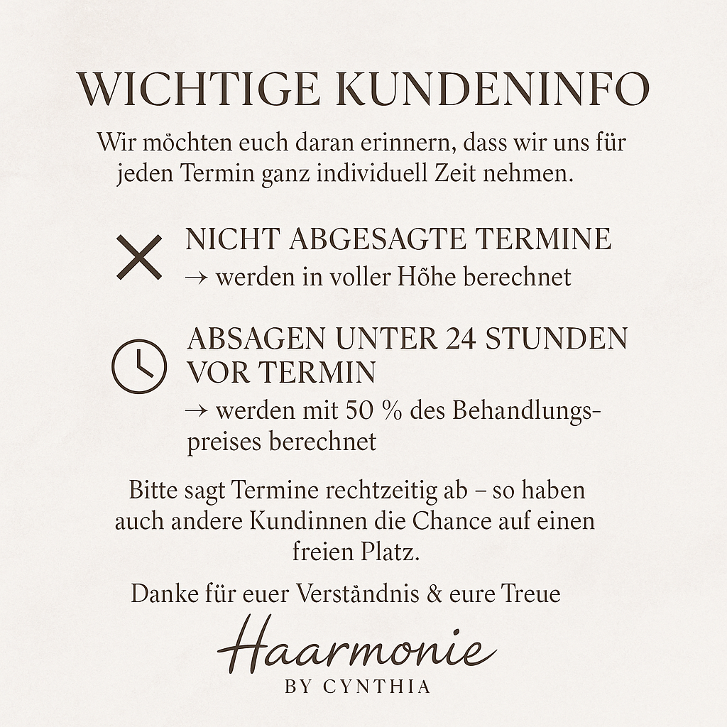 Wichtige Kundeninfo zu Terminabsagen
