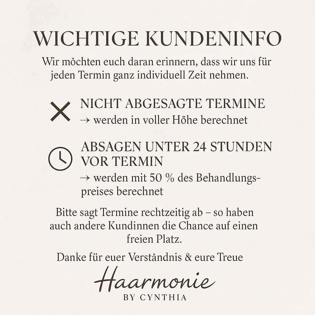 Wichtige Kundeninfo zu Terminabsagen
